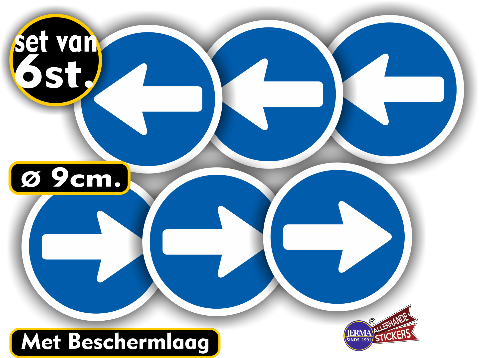 Richtingaanwijzer verkeersbord sticker set 6 stuks (321.16)