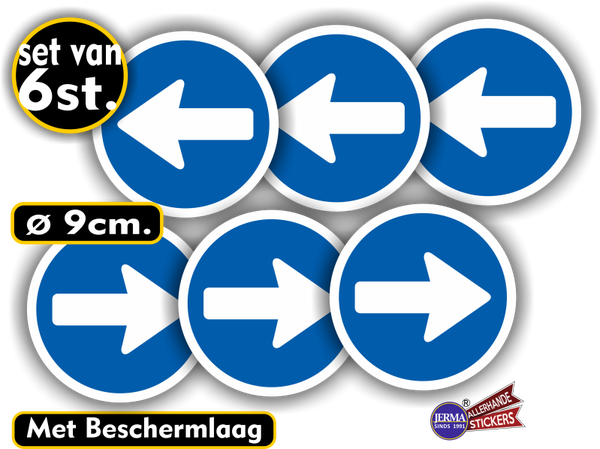Richtingaanwijzer verkeersbord sticker set 6 stuks (321.16)