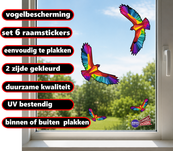 Vogelbescherming Kleurige vogel stickers set 6 st. (348.15)