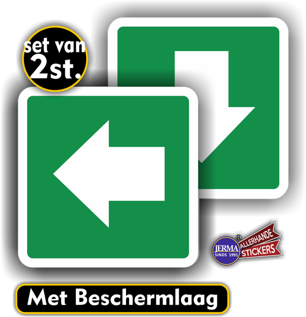 Pijl groen, wit, richtingaanwijzer stickerset (371.18)