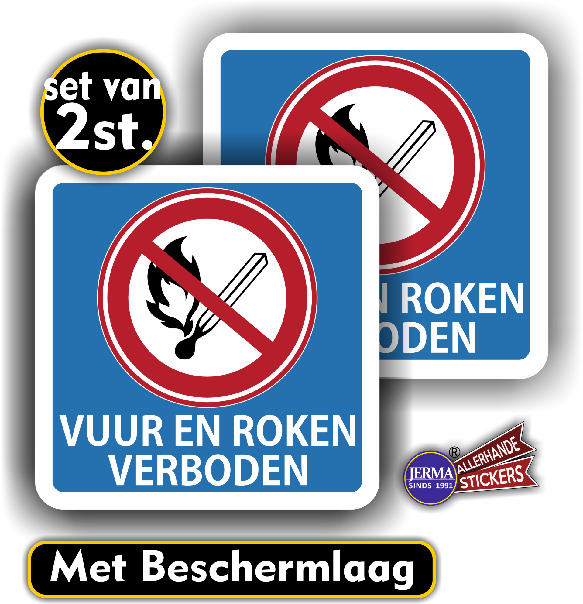 Vuur en Roken verboden sticker set van 2 stuks (417.20)