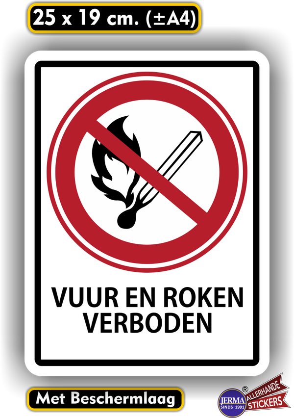 Vuur en roken verboden sticker. (419.20)
