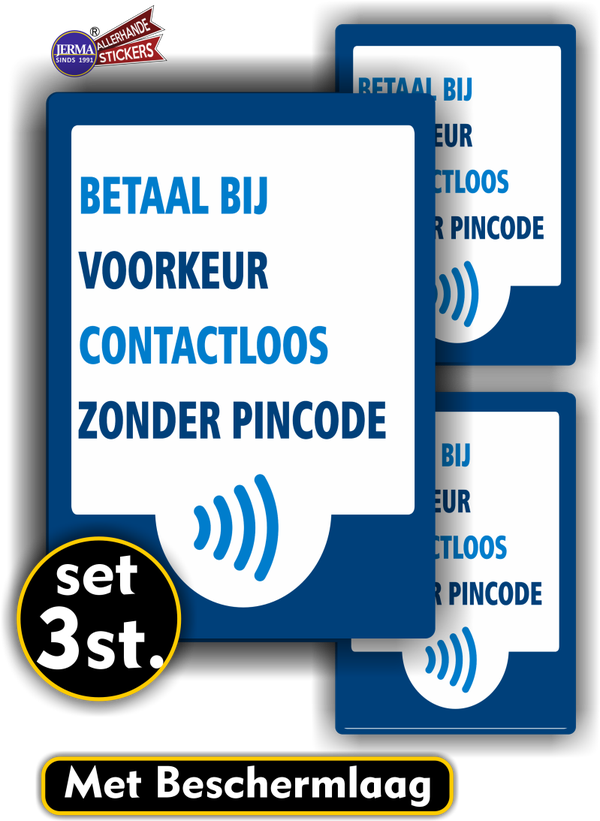 Contactloos betalen, kassasticker set 3 stuks (431.21)