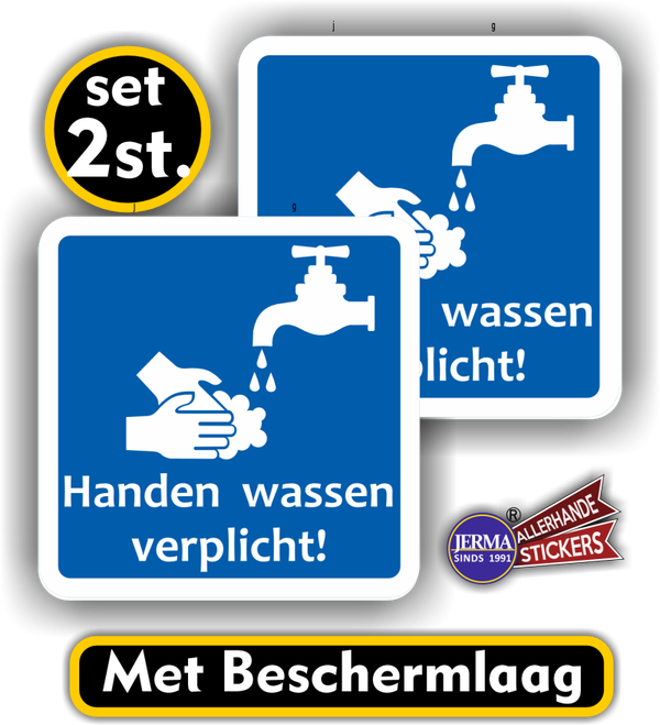 Handen wassen verplicht - Stickers - 2 st.  (441.22)