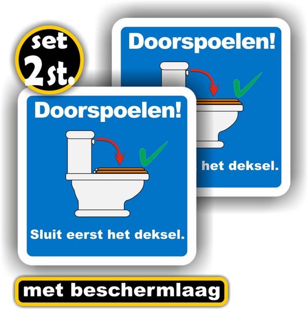 Sluit eerst de toilet deksel - sticker set (447.22)