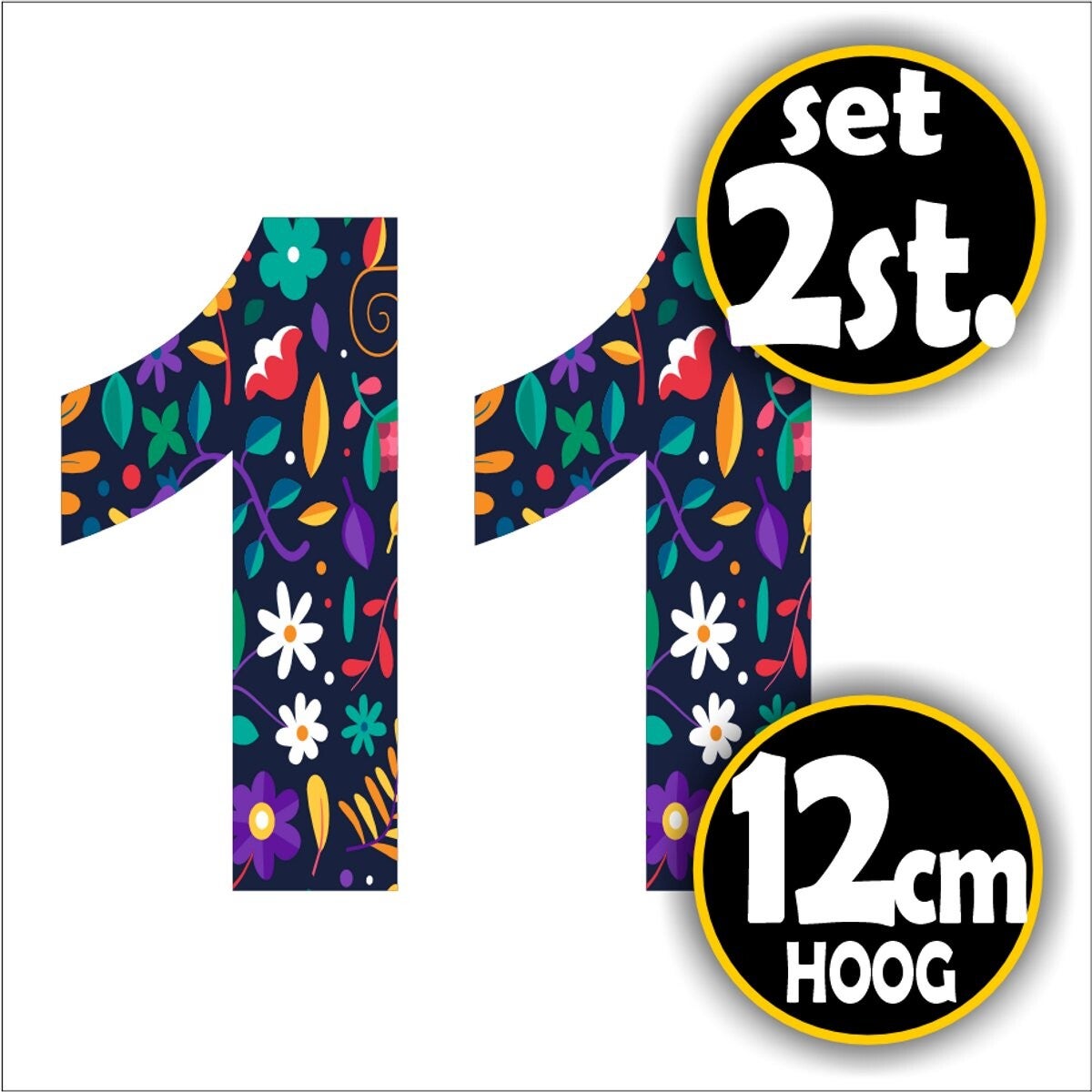 Cijfer sticker set bloemmotief cijfer: 1  (453.22)