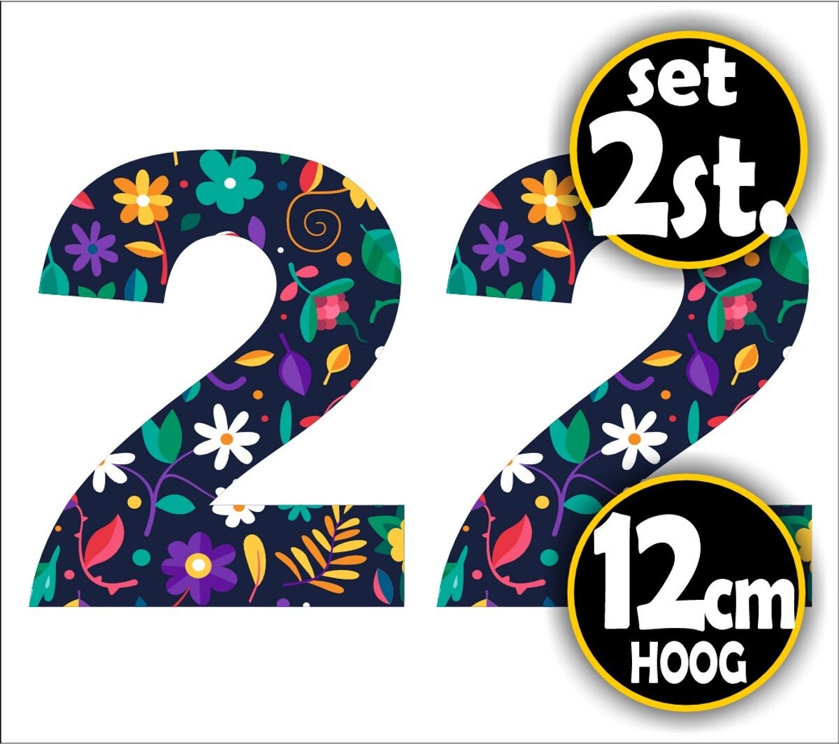 Cijfer sticker set bloemmotief cijfer: 2  (455.22)