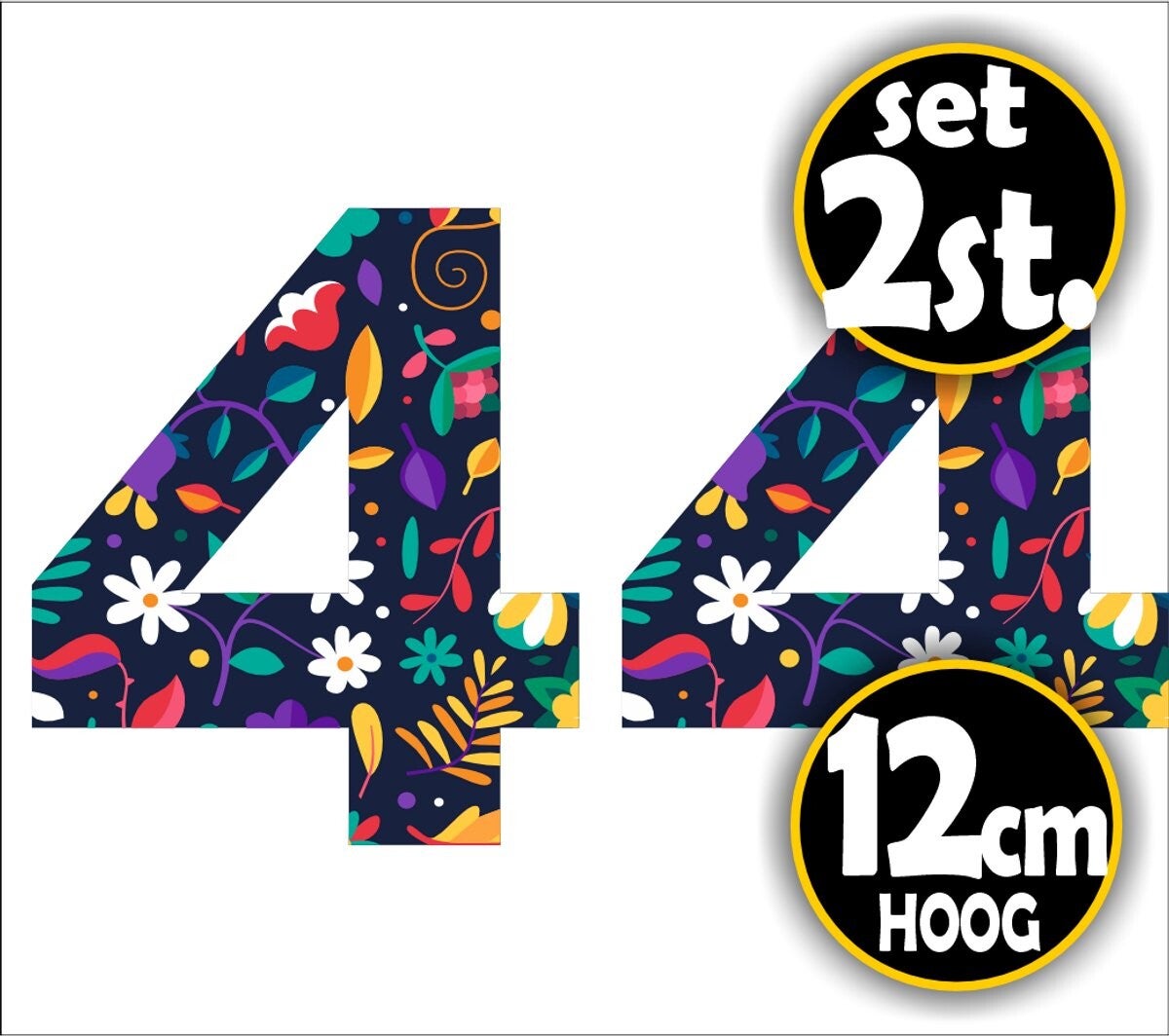 Cijfer sticker set bloemmotief cijfer: 4  (459.22)