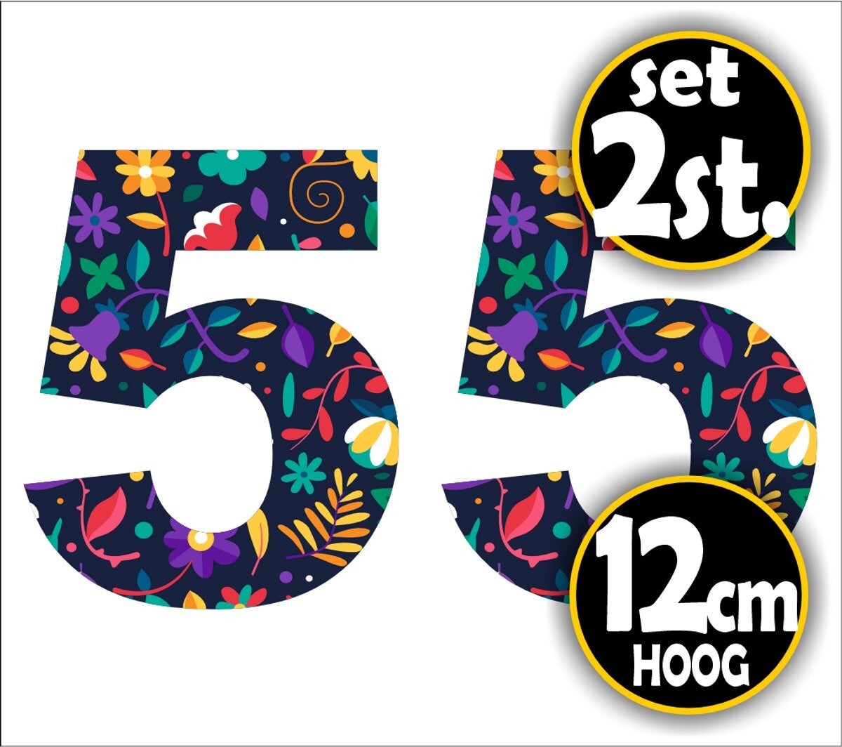 Cijfer sticker set bloemmotief cijfer: 5  (461.22)