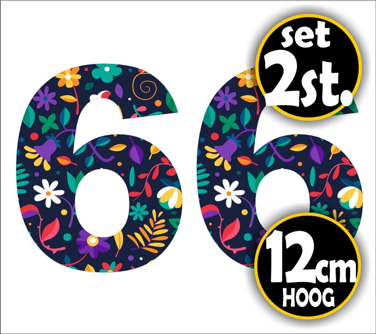 Cijfer sticker set bloemmotief cijfer: 6  (463.22)