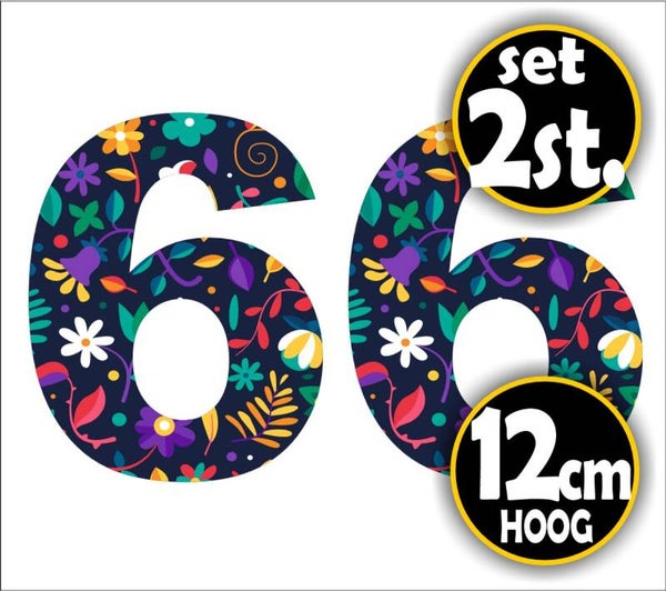 Cijfer sticker set bloemmotief cijfer: 6  (463.22)