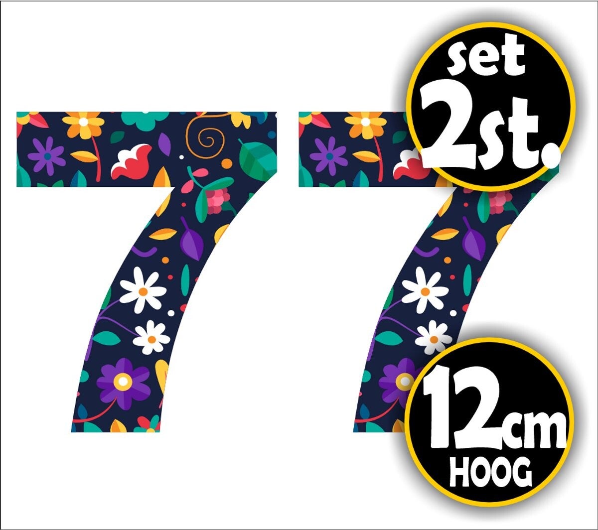 Cijfer sticker set bloemmotief cijfer: 7  (465.22)
