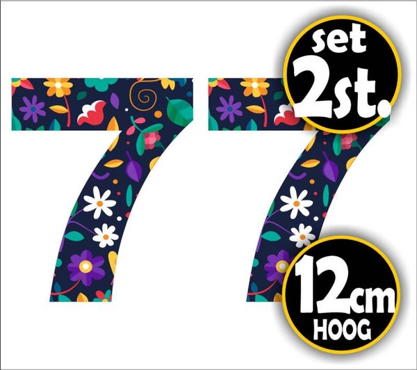 Cijfer sticker set bloemmotief cijfer: 7  (465.22)