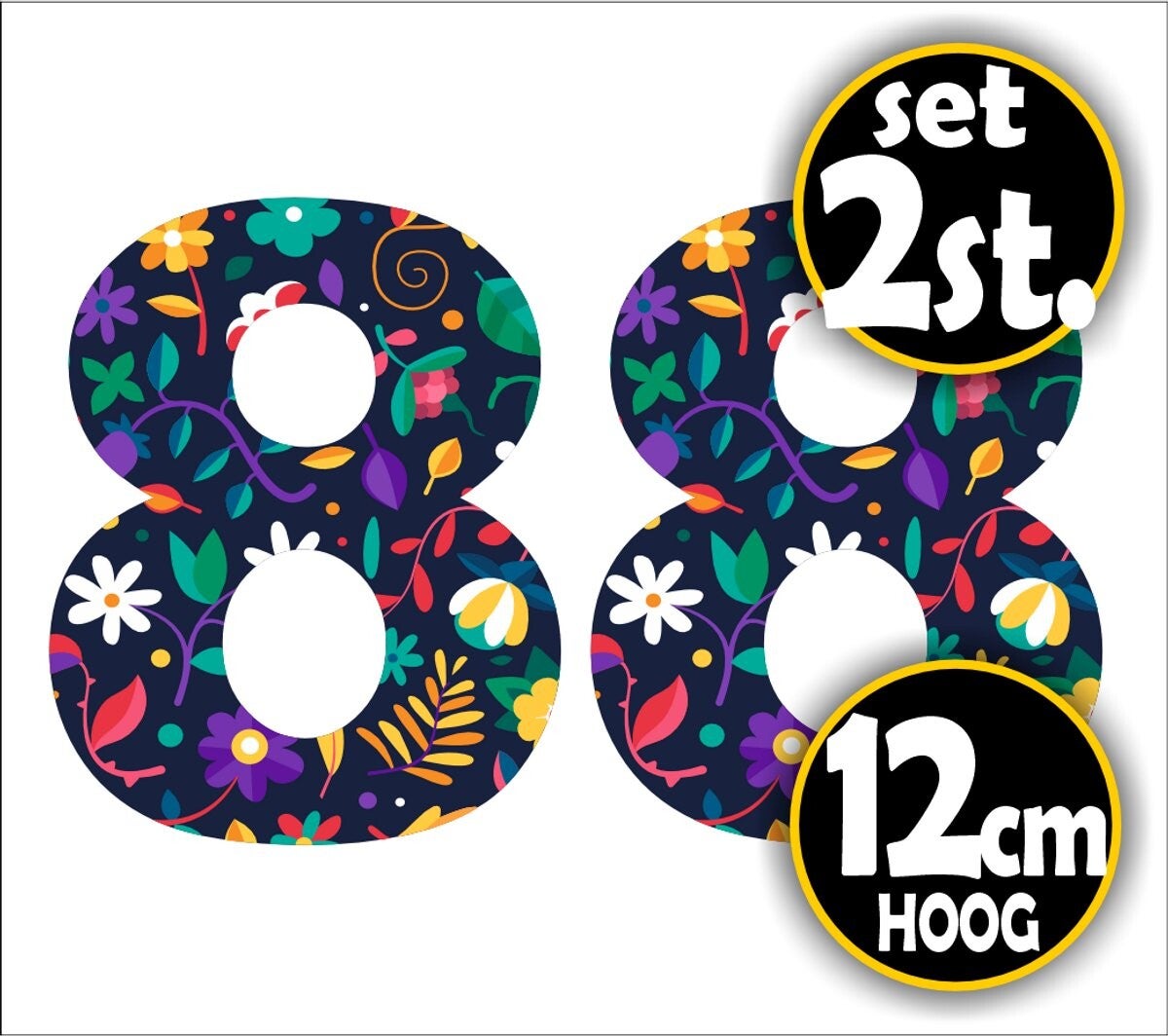 Cijfer sticker set bloemmotief cijfer: 8  (467.22)