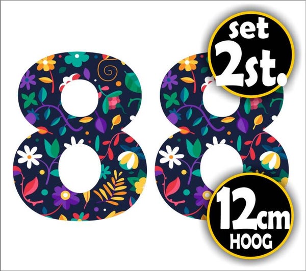 Cijfer sticker set bloemmotief cijfer: 8  (467.22)