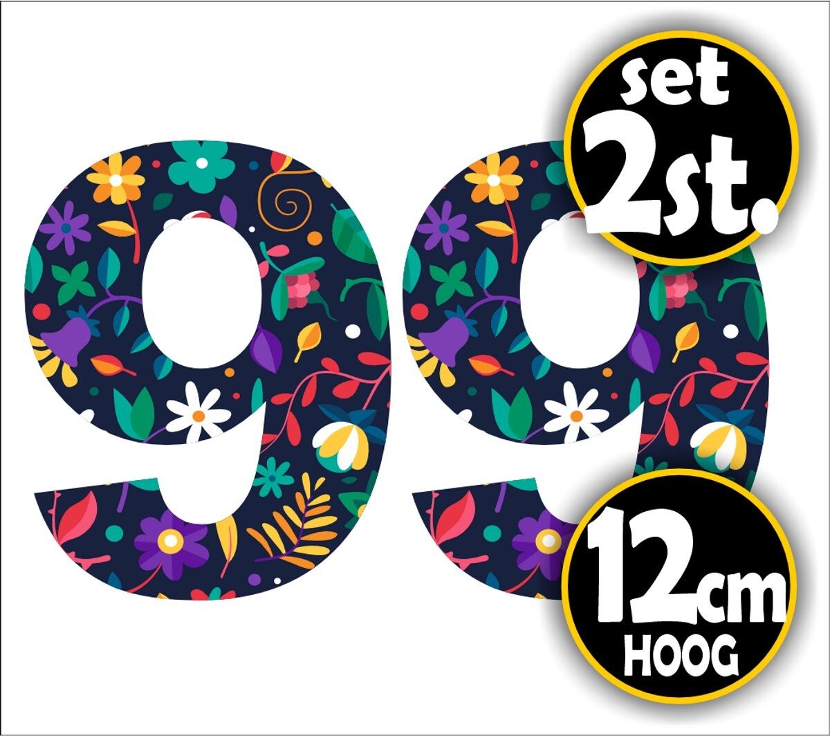 Cijfer sticker set bloemmotief cijfer: 9  (469.22)