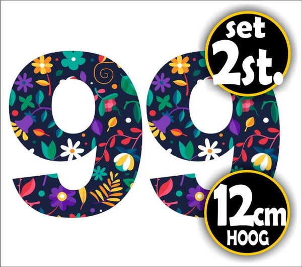 Cijfer sticker set bloemmotief cijfer: 9  (469.22)