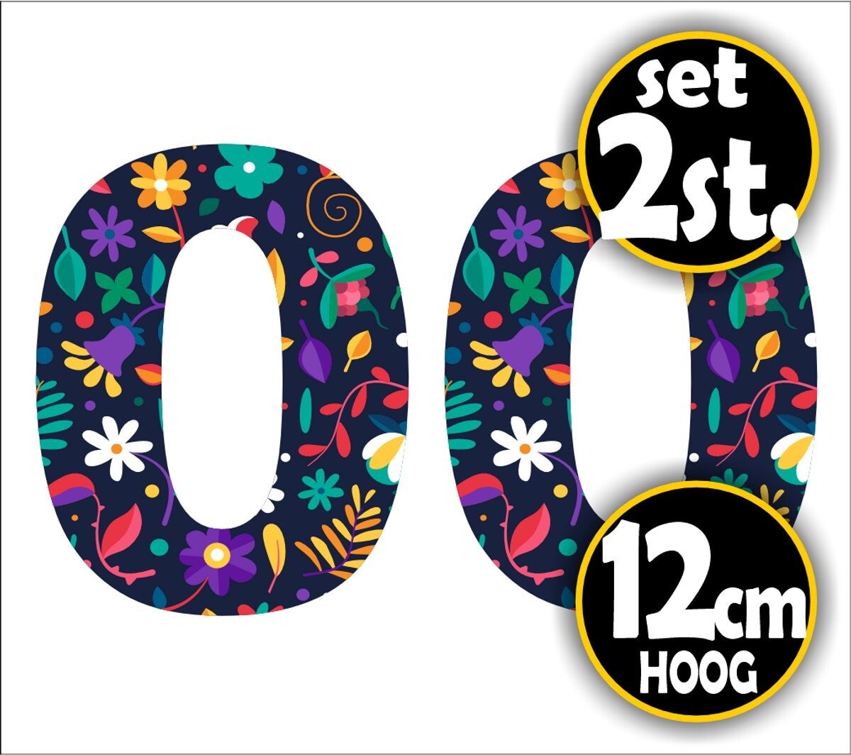 Cijfer sticker set bloemmotief cijfer: 0  (471.22)