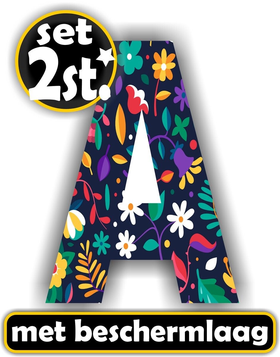 Letter sticker set bloemmotief letter: A  (473.22)