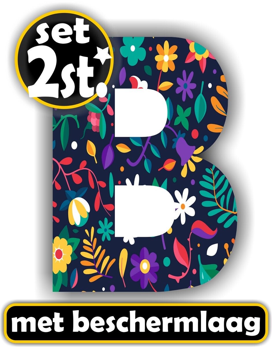 Letter sticker set bloemmotief letter: B  (475.22)