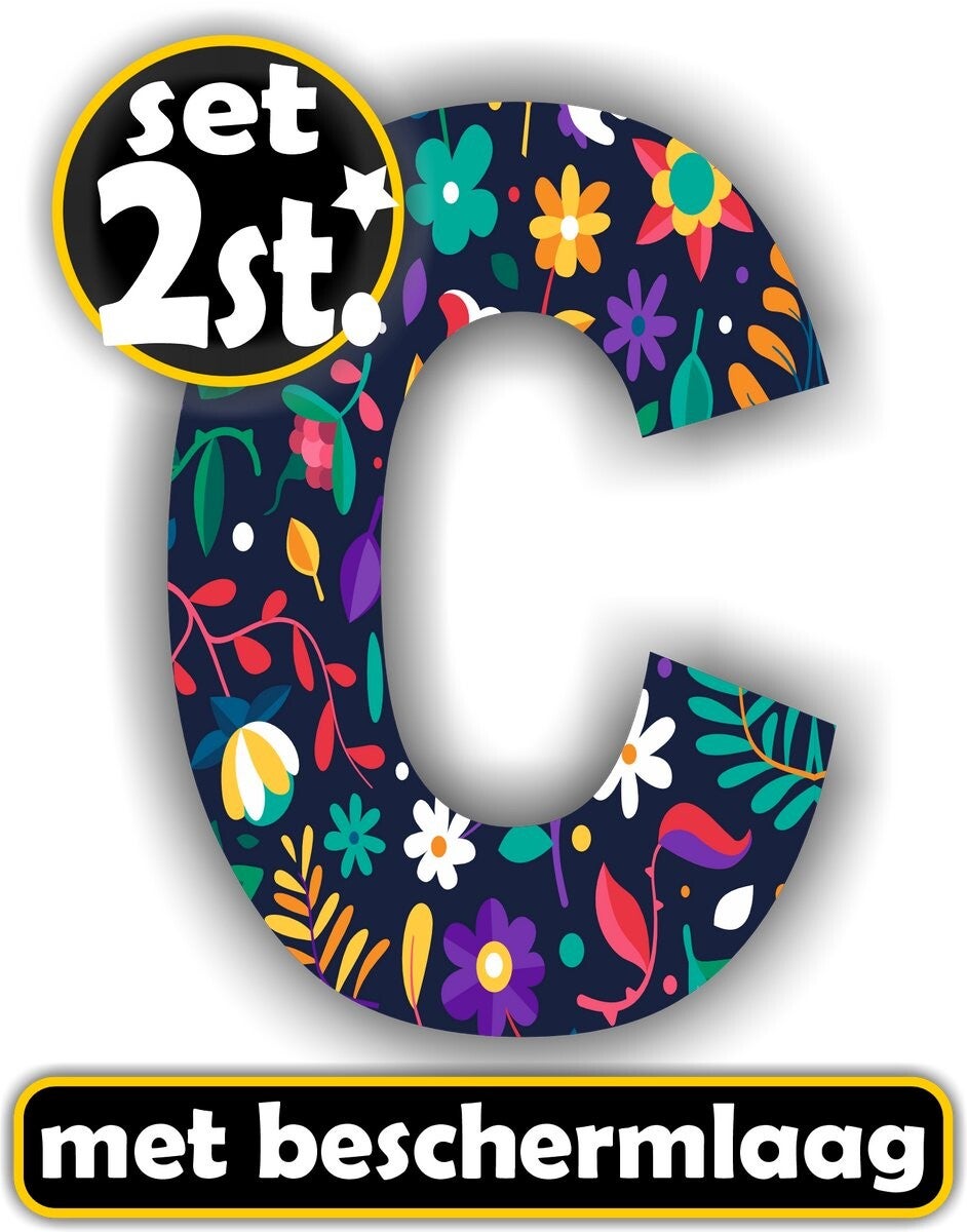 Letter sticker set bloemmotief letter: C  (477.22)