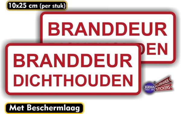 Branddeur dicht houden, set van 2 stickers. (479.23)