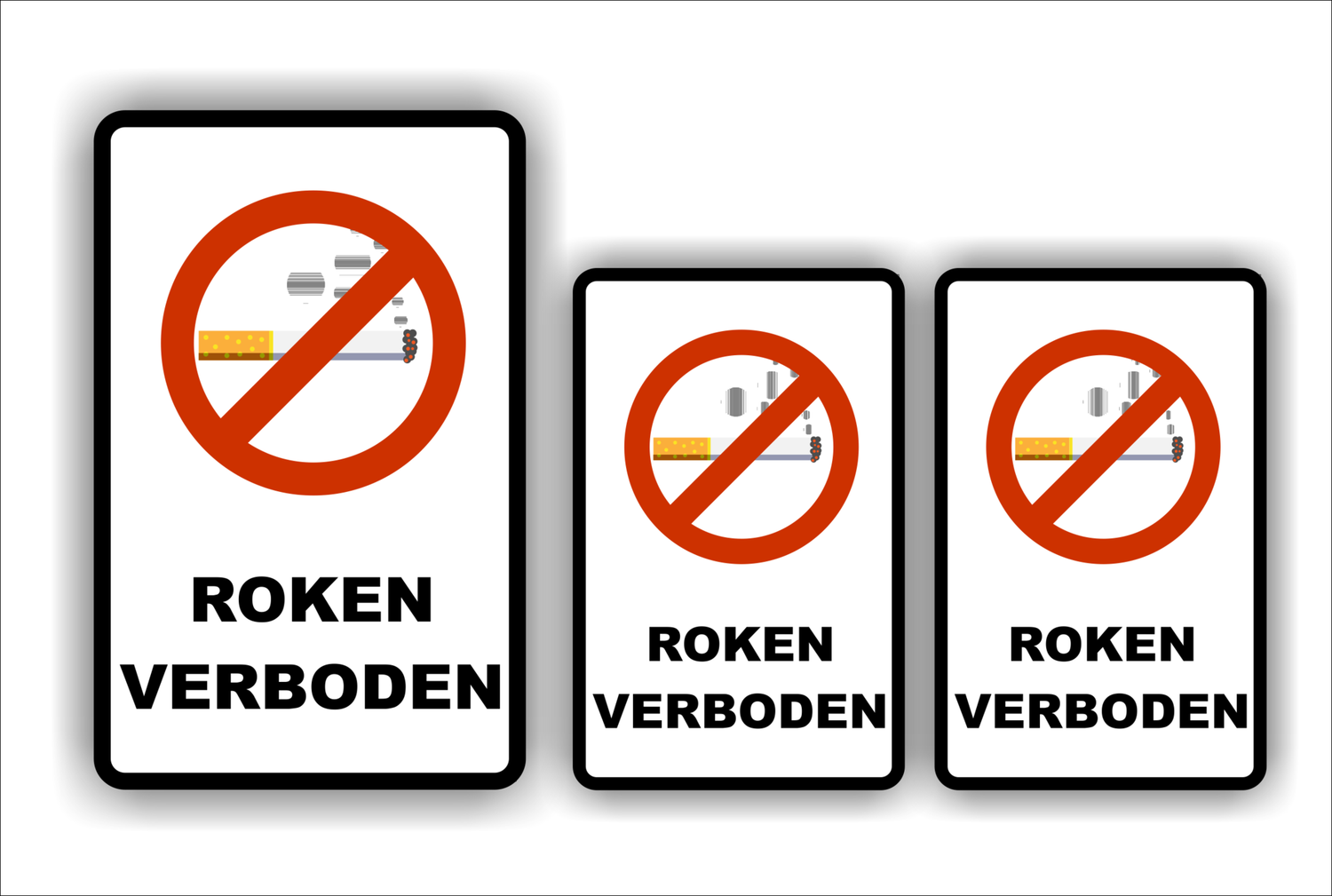 Verboden te Roken - Stickers - 1 van 12.5x20 - 2 van 10x15.5 cm (016A.01)