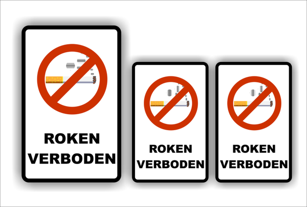 Verboden te Roken - Stickers - 1 van 12.5x20 - 2 van 10x15.5 cm (016A.01)