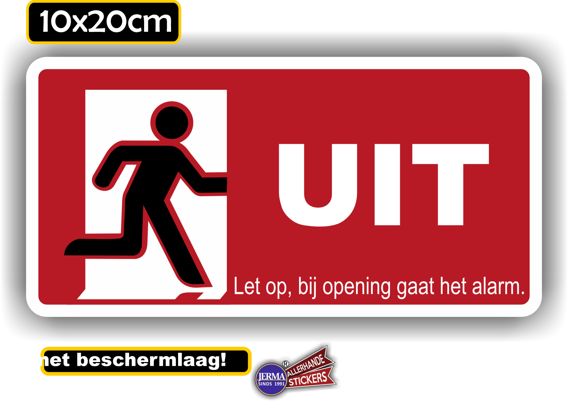 UIT bij brand nooduitgang sticker. (485.23)