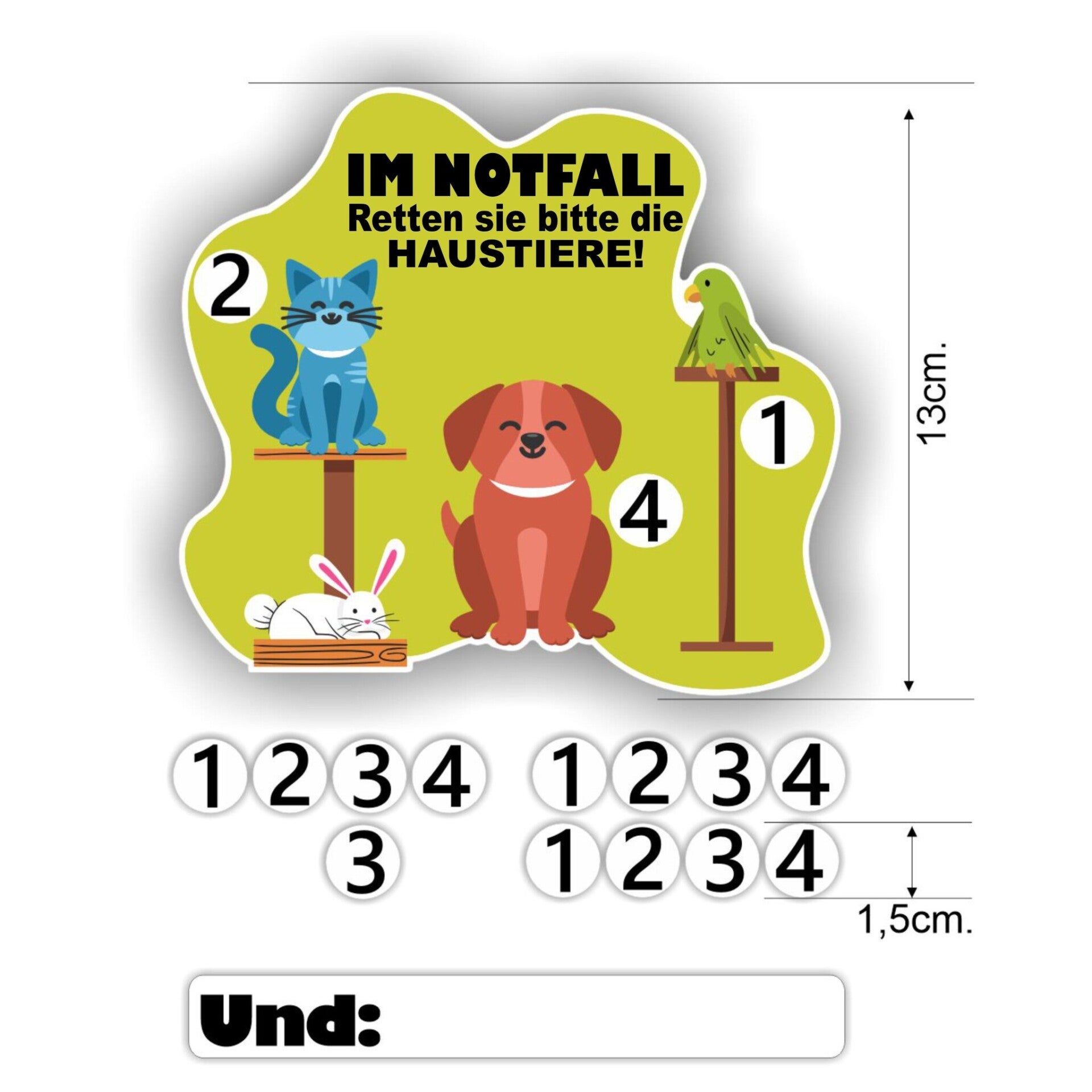 Brandweer huisdieren aanwezig deursticker Duits (1318.67)