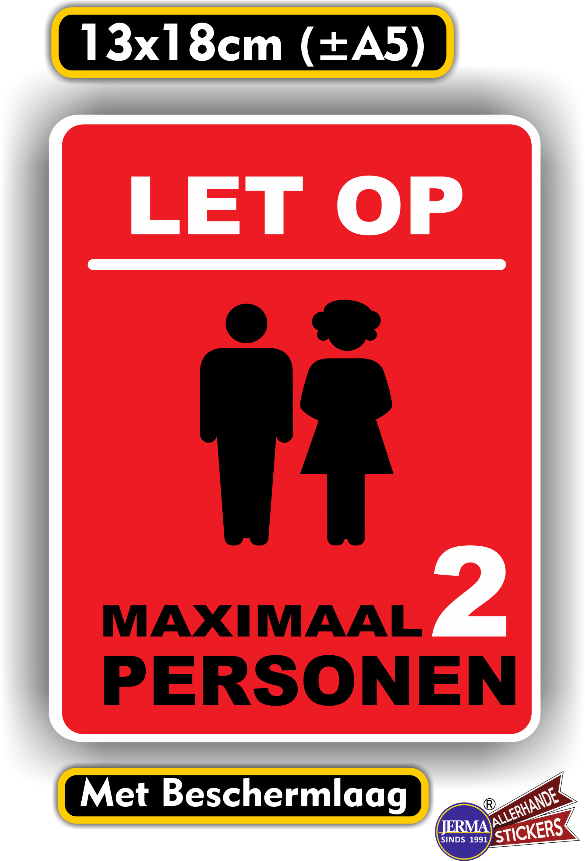 Maximaal 1, 2, 3 of 4 personen in deze ruimte sticker. (487.23)