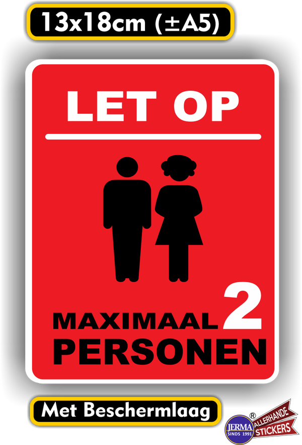 Maximaal 1, 2, 3 of 4 personen in deze ruimte sticker. (487.23)