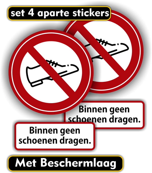 Sticker set binnen geen schoenen dragen  (502.37)