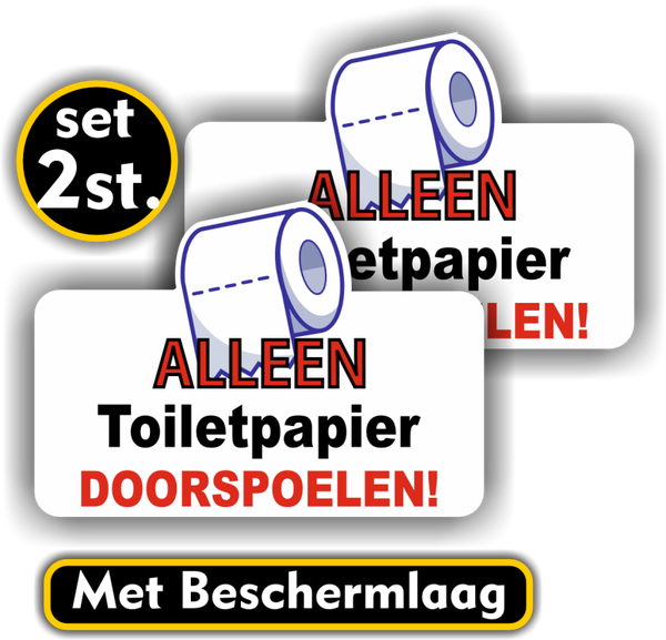 Alleen toiletpapier doorspoelen - Stickers - 2 st (517.38)