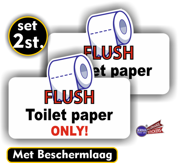 Flush Toilet Paper Only Sticker Set–Sticker (521.38)