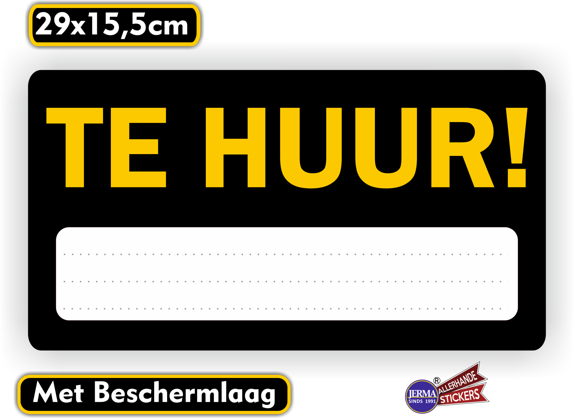 Professionele "TE HUUR" Sticker (547.39)