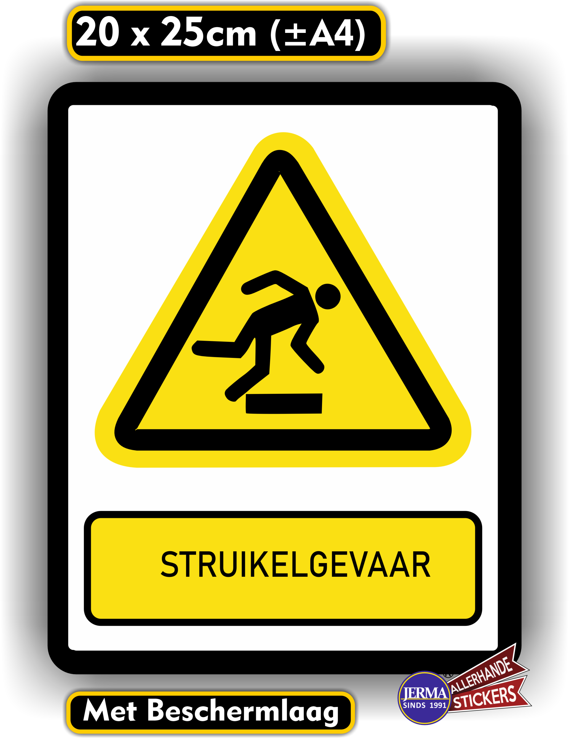 Struikel gevaar sticker ISO 7010 norm (551.25)