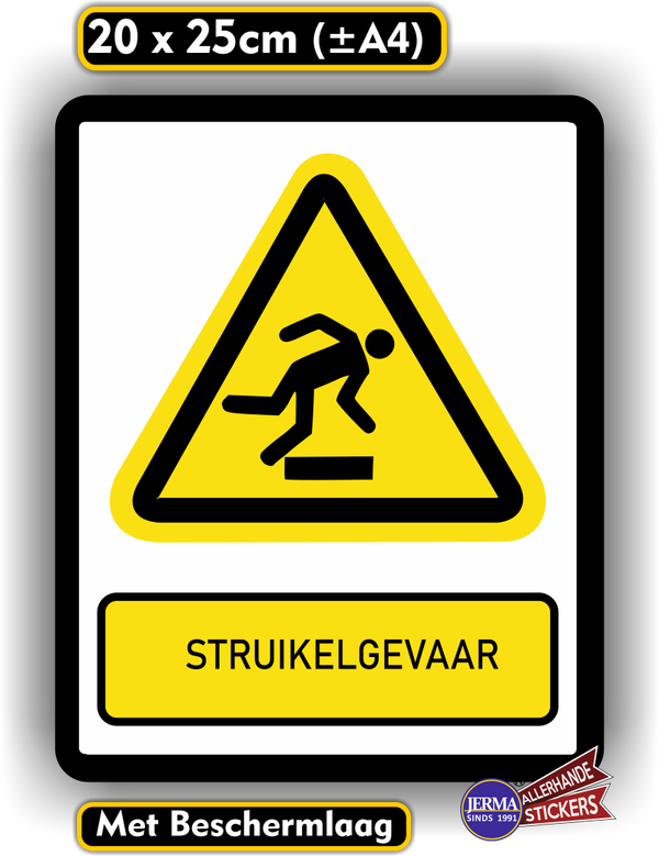 Struikel gevaar sticker ISO 7010 norm (551.25)