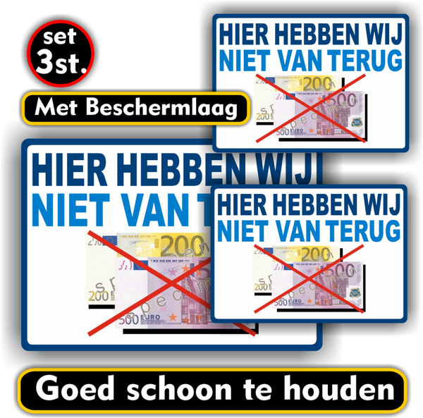 Niet terug van € 200,00 en € 500,00 sticker set. (553.40)