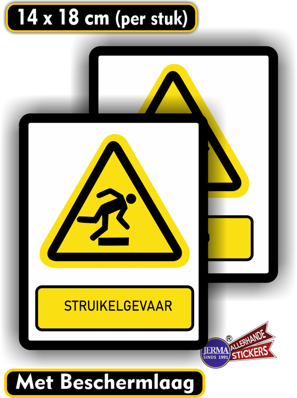 Struikel gevaar sticker set ISO 7010 norm (553.25)