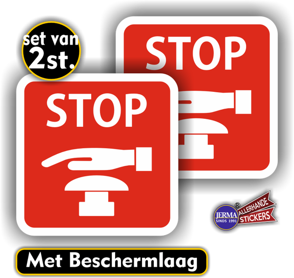 Noodstop stop knop sticker set. (581.41)