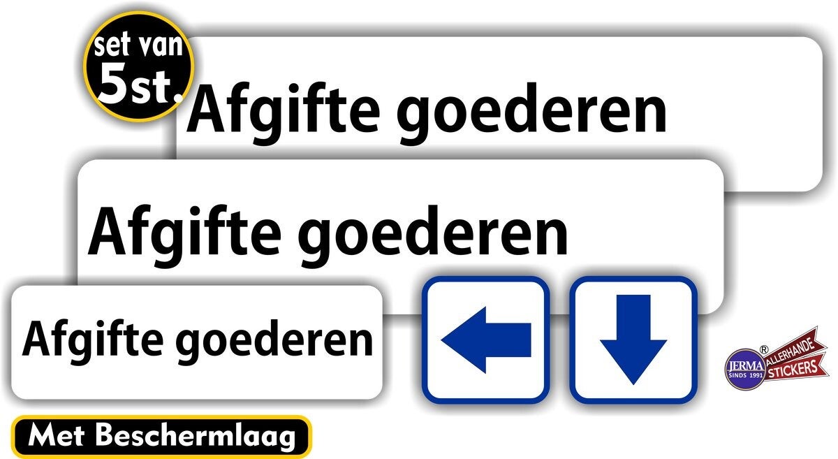 Afgifte goederen bewegwijzering sticker set. (583.41)