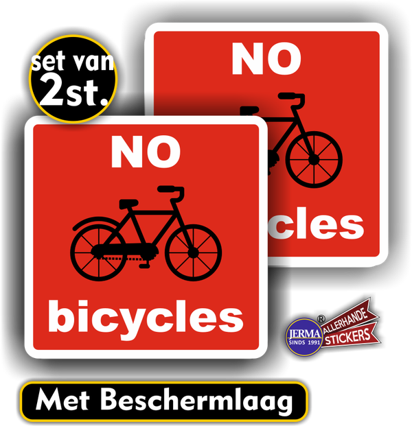 No Bicycles plaatsen 2 stickers  (711.28)