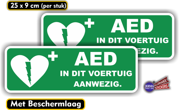 AED apparaat in dit voertuig aanwezig stickerset (729.29)
