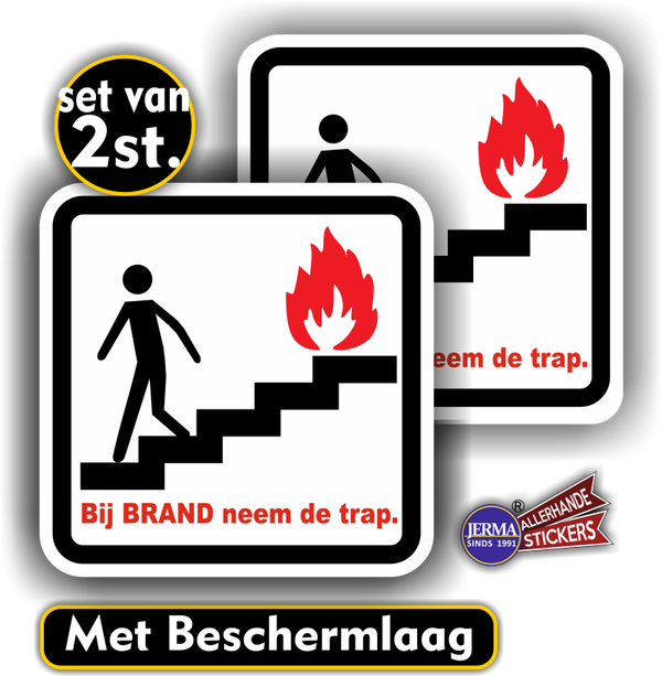 Bij brand neem de trap stickers 2 st. (765.30)