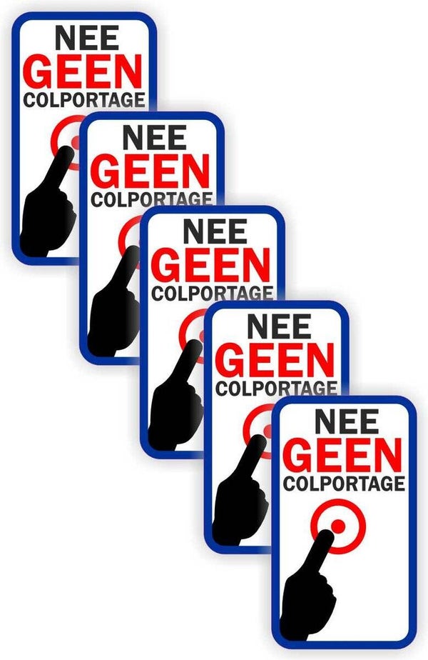 Geen colportage sticker set van 5 stickers (918.44)
