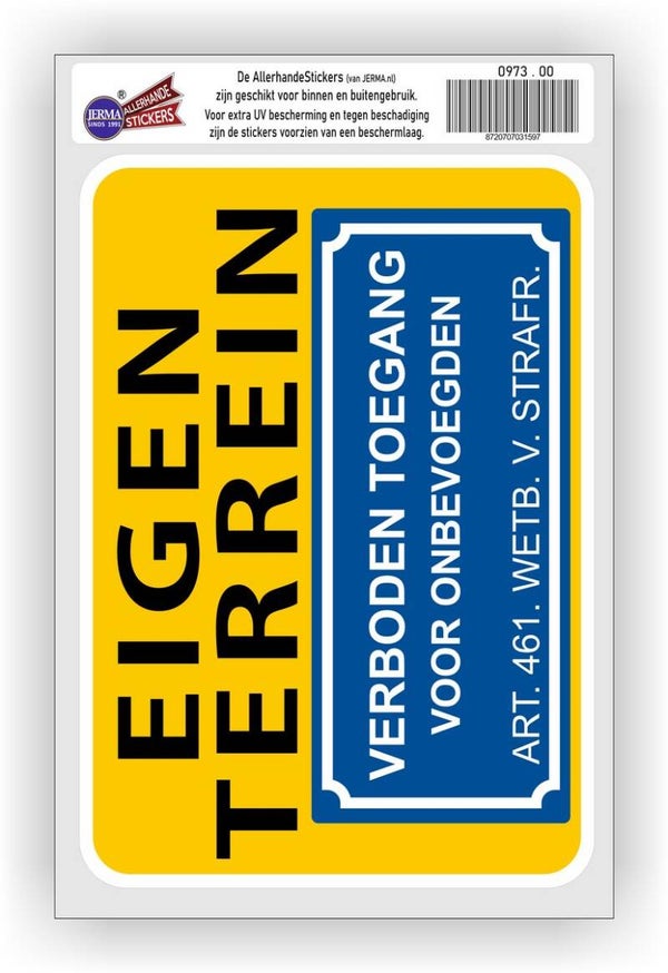 Verboden toegang Eigen terrein sticker (973.37)
