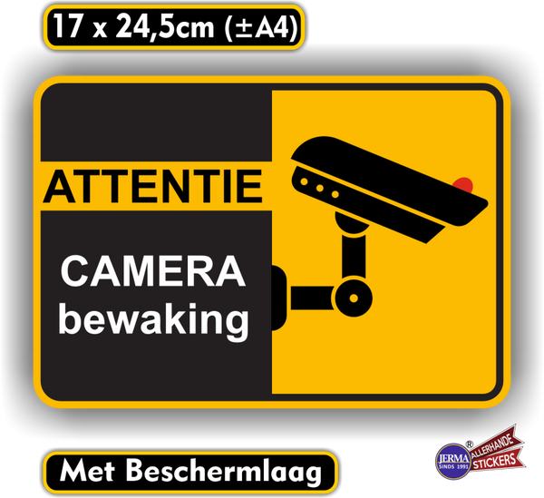 Attentie camera bewaking sticker. (879.34)