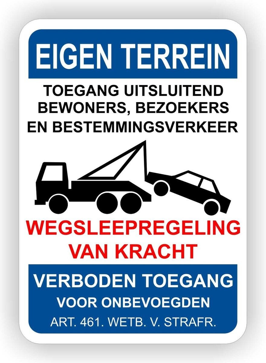 Eigen terrein – Wegsleepregeling Verkeersbord sticker (899.32)