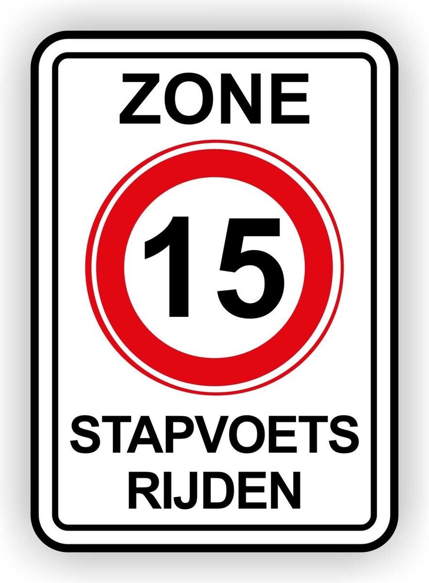 Stapvoets rijden verkeersbord sticker 15 km zone (945.35)